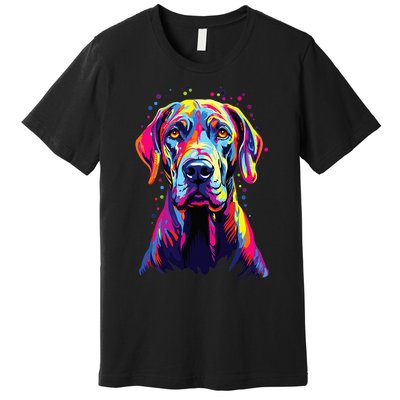 Watercolor Colorful Great Dane Dog Premium T-Shirt