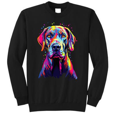 Watercolor Colorful Great Dane Dog Tall Sweatshirt