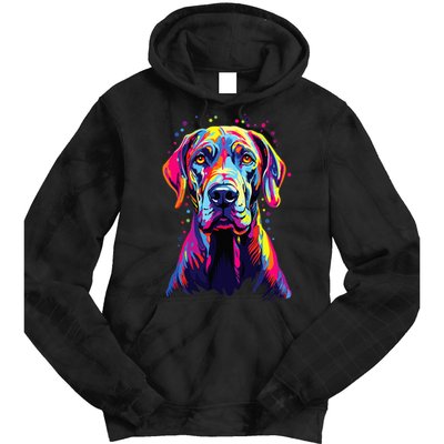 Watercolor Colorful Great Dane Dog Tie Dye Hoodie