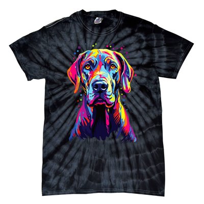 Watercolor Colorful Great Dane Dog Tie-Dye T-Shirt