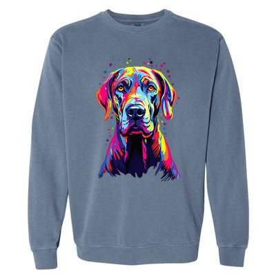 Watercolor Colorful Great Dane Dog Garment-Dyed Sweatshirt