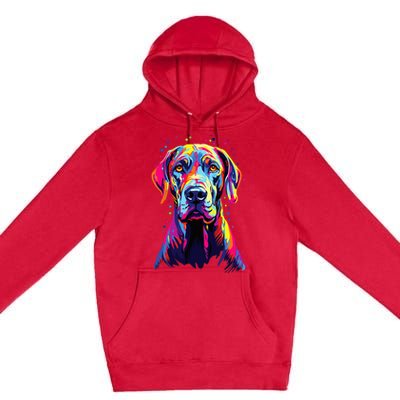 Watercolor Colorful Great Dane Dog Premium Pullover Hoodie