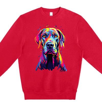 Watercolor Colorful Great Dane Dog Premium Crewneck Sweatshirt