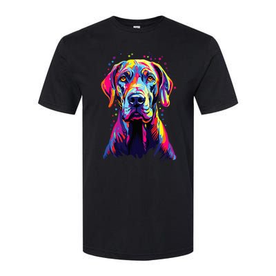 Watercolor Colorful Great Dane Dog Softstyle CVC T-Shirt