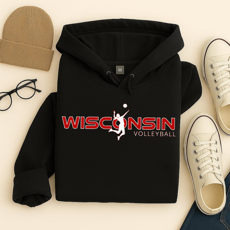Wi Court Game The Badger State Souvenir Wisconsin Volleyball Hoodie