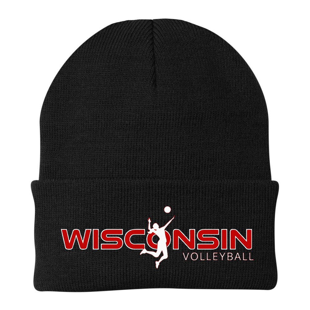 Wi Court Game The Badger State Souvenir Wisconsin Volleyball Beanie