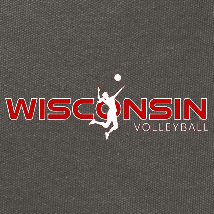 Wi Court Game The Badger State Souvenir Wisconsin Volleyball Cotton Canvas Backpack