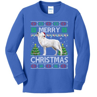 Wolf Christmas Gift Wolf Dog Ugly Christmas Animal Meaningful Gift Kids Long Sleeve Shirt