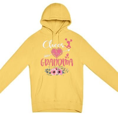 Womens Cheer Grandma Floral Funny Cheerleader Heart Mother's Day Premium Pullover Hoodie