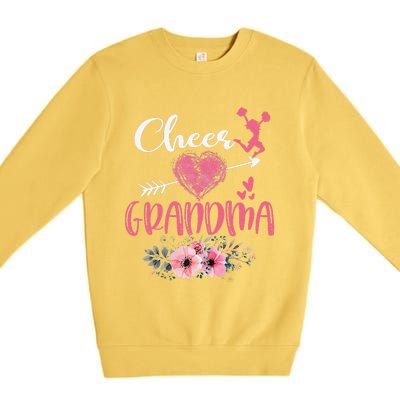 Womens Cheer Grandma Floral Funny Cheerleader Heart Mother's Day Premium Crewneck Sweatshirt