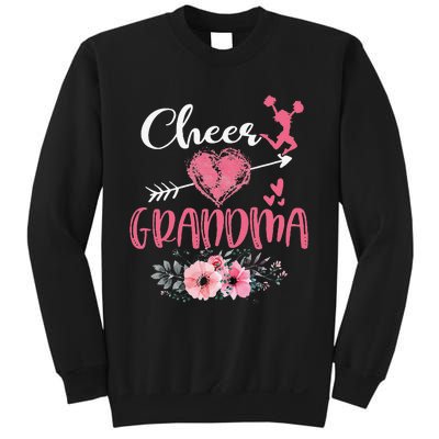 Womens Cheer Grandma Floral Funny Cheerleader Heart Mother's Day Sweatshirt