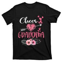 Womens Cheer Grandma Floral Funny Cheerleader Heart Mother's Day T-Shirt