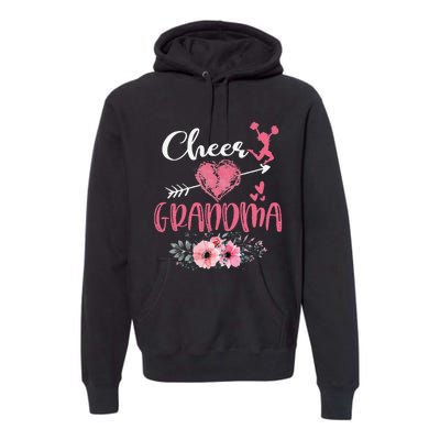 Womens Cheer Grandma Floral Funny Cheerleader Heart Mother's Day Premium Hoodie