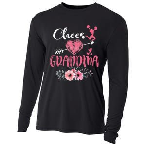 Womens Cheer Grandma Floral Funny Cheerleader Heart Mother's Day Cooling Performance Long Sleeve Crew