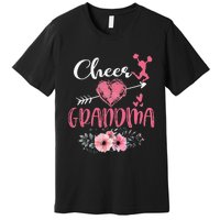 Womens Cheer Grandma Floral Funny Cheerleader Heart Mother's Day Premium T-Shirt