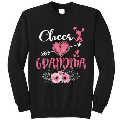 Womens Cheer Grandma Floral Funny Cheerleader Heart Mother's Day Tall Sweatshirt