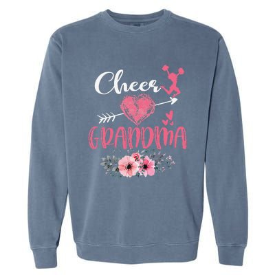 Womens Cheer Grandma Floral Funny Cheerleader Heart Mother's Day Garment-Dyed Sweatshirt