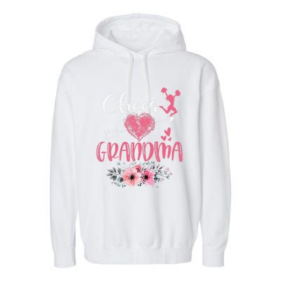 Womens Cheer Grandma Floral Funny Cheerleader Heart Mother's Day Garment-Dyed Fleece Hoodie