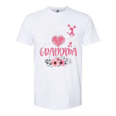 Womens Cheer Grandma Floral Funny Cheerleader Heart Mother's Day Softstyle CVC T-Shirt