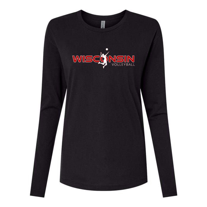 Wi Court Game The Badger State Souvenir Wisconsin Volleyball Womens Cotton Relaxed Long Sleeve T-Shirt