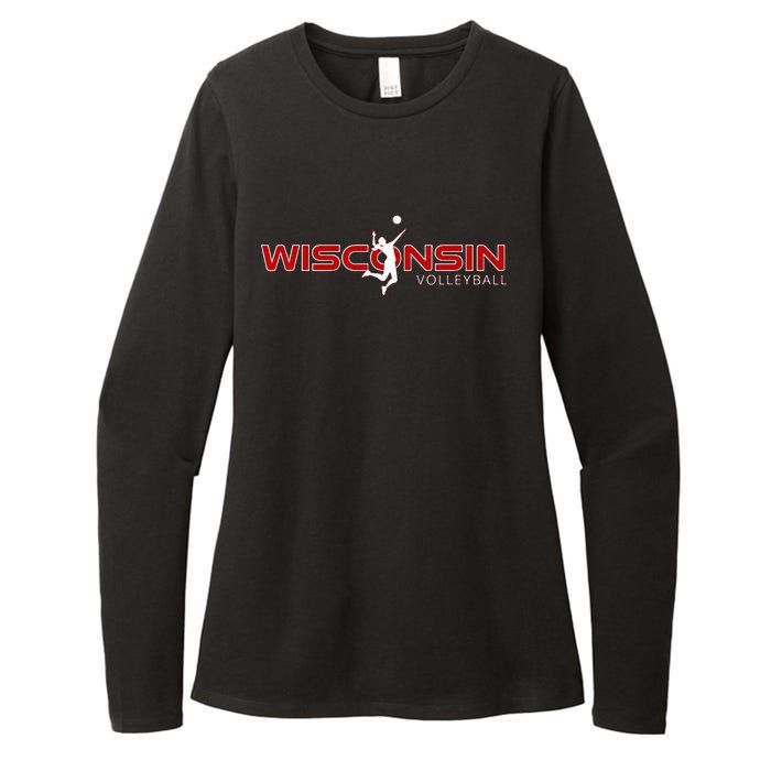 Wi Court Game The Badger State Souvenir Wisconsin Volleyball Womens CVC Long Sleeve Shirt