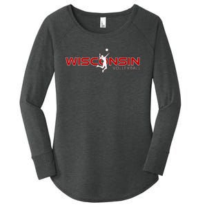 Wi Court Game The Badger State Souvenir Wisconsin Volleyball Women's Perfect Tri Tunic Long Sleeve Shirt