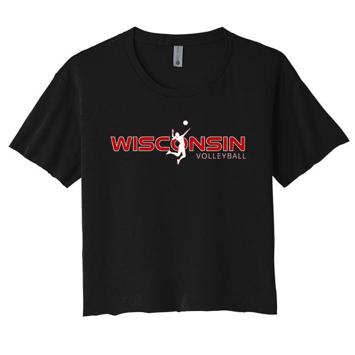 Wi Court Game The Badger State Souvenir Wisconsin Volleyball Women's Crop Top Tee