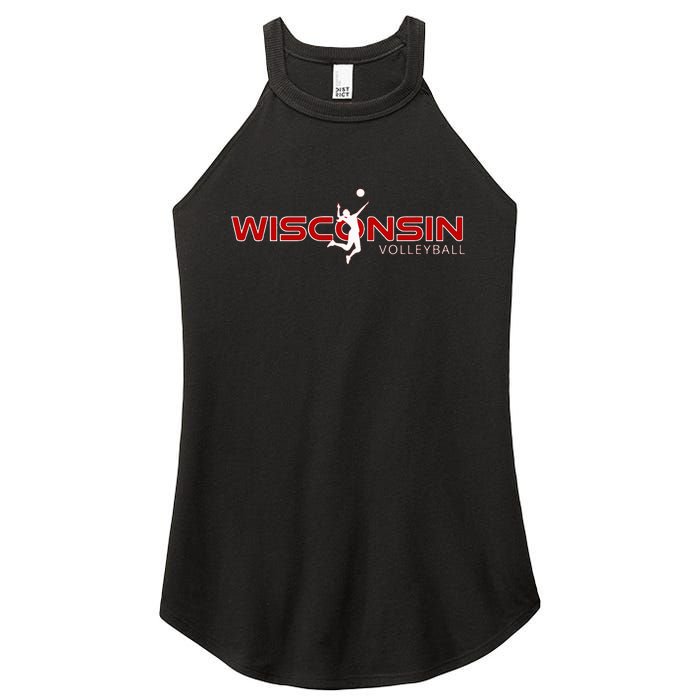 Wi Court Game The Badger State Souvenir Wisconsin Volleyball Women's Perfect Tri Rocker Tank