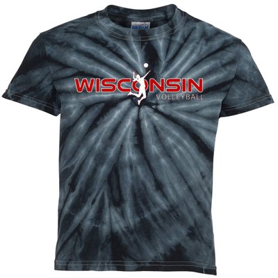 Wi Court Game The Badger State Souvenir Wisconsin Volleyball Kids Tie-Dye T-Shirt