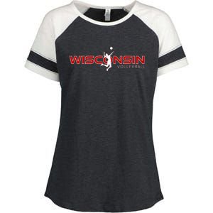 Wi Court Game The Badger State Souvenir Wisconsin Volleyball Enza Ladies Jersey Colorblock Tee