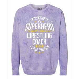 Wrestling Coach Gift Idea Superhero Wrestling Colorblast Crewneck Sweatshirt