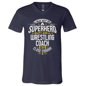 Wrestling Coach Gift Idea Superhero Wrestling V-Neck T-Shirt