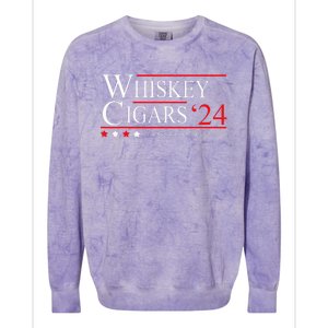 Whiskey Cigar Gift Whiskey Cigars 2024 Vote Funny Colorblast Crewneck Sweatshirt