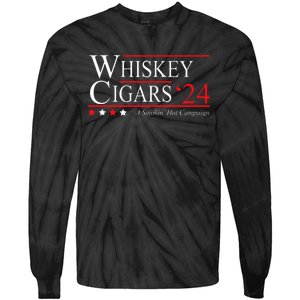 Whiskey Cigar Gift Whiskey Cigars 2024 Vote Funny Tie-Dye Long Sleeve Shirt