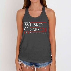 Whiskey Cigar Gift Whiskey Cigars 2024 Vote Funny Women's Knotted Racerback Tank