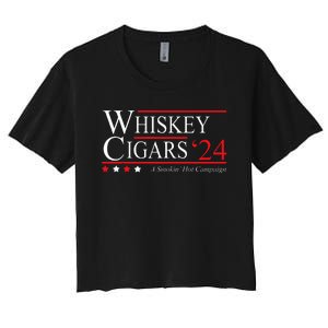 Whiskey Cigar Gift Whiskey Cigars 2024 Vote Funny Women's Crop Top Tee