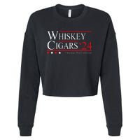 Whiskey Cigar Gift Whiskey Cigars 2024 Vote Funny Cropped Pullover Crew