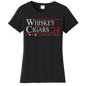 Whiskey Cigar Gift Whiskey Cigars 2024 Vote Funny Women's T-Shirt