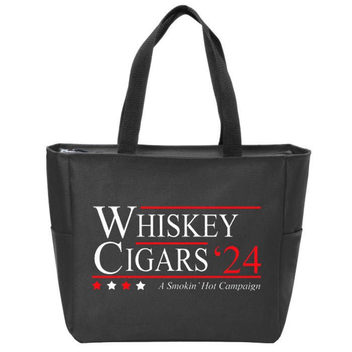 Whiskey Cigar Gift Whiskey Cigars 2024 Vote Funny Zip Tote Bag