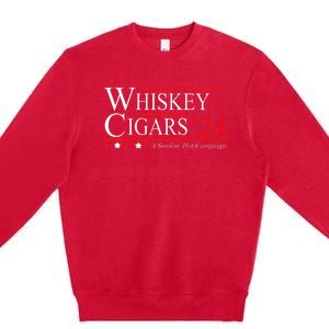 Whiskey Cigar Gift Whiskey Cigars 2024 Vote Funny Premium Crewneck Sweatshirt