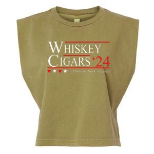 Whiskey Cigar Gift Whiskey Cigars 2024 Vote Funny Garment-Dyed Women's Muscle Tee