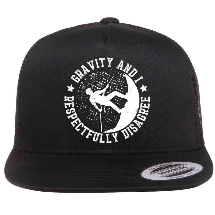 Wall Climber Gravity Wall Climbing Lover Climb Gift Flat Bill Trucker Hat