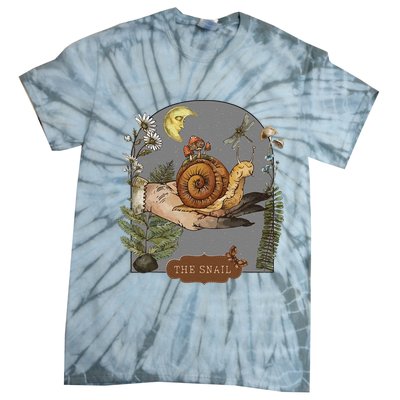Witchy Cottagecore Goblincore Botanical Aesthetic Snail Tie-Dye T-Shirt