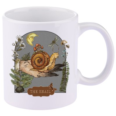 Witchy Cottagecore Goblincore Botanical Aesthetic Snail 11oz C Handle Ceramic Mug