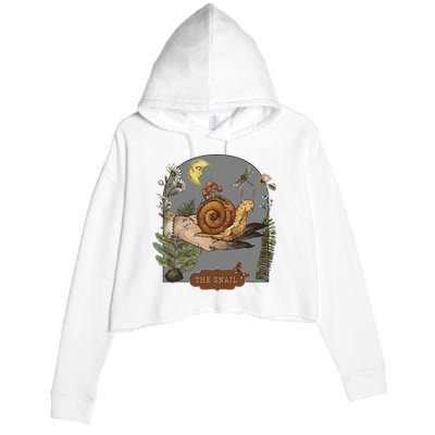 Witchy Cottagecore Goblincore Botanical Aesthetic Snail Crop Fleece Hoodie