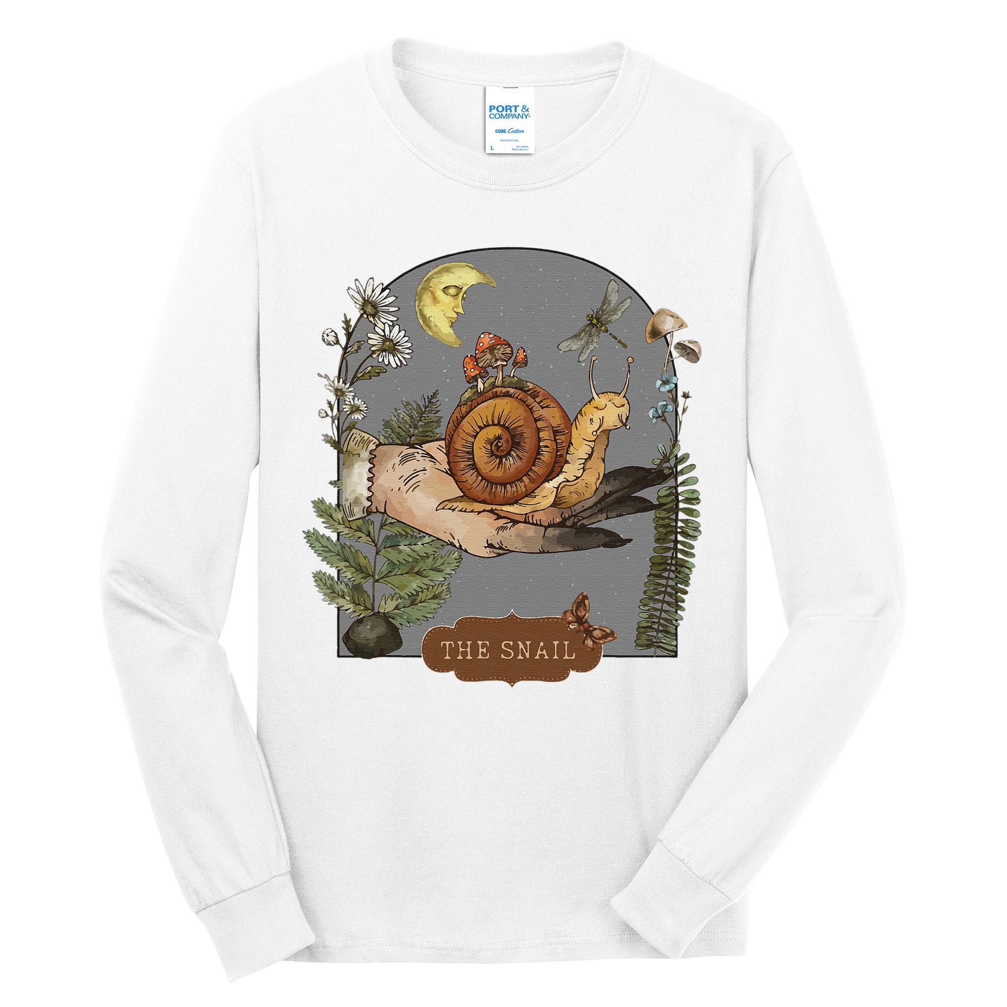 Witchy Cottagecore Goblincore Botanical Aesthetic Snail Tall Long Sleeve T-Shirt