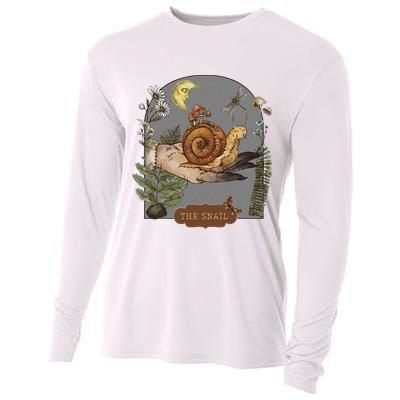 Witchy Cottagecore Goblincore Botanical Aesthetic Snail Cooling Performance Long Sleeve Crew