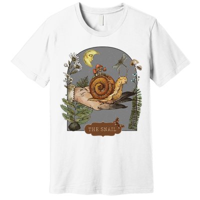 Witchy Cottagecore Goblincore Botanical Aesthetic Snail Premium T-Shirt
