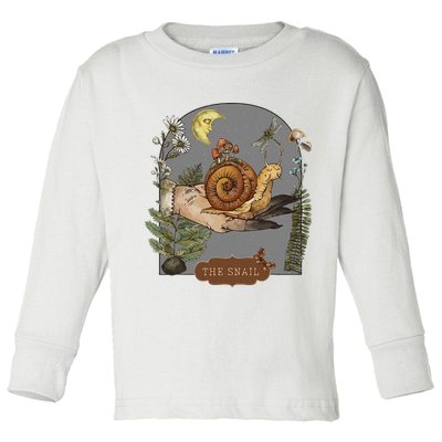 Witchy Cottagecore Goblincore Botanical Aesthetic Snail Toddler Long Sleeve Shirt