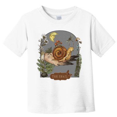 Witchy Cottagecore Goblincore Botanical Aesthetic Snail Toddler T-Shirt